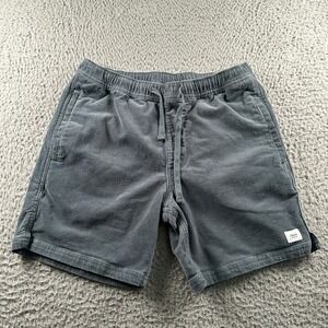 Katin Shorts Mens S Corduroy Elastic Waist Drawstring‎ Pockets Gray Casual